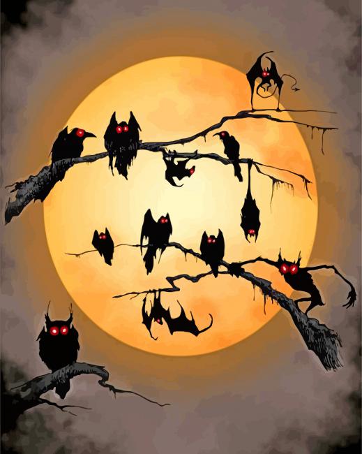 Bats Silhouette paint by numbers