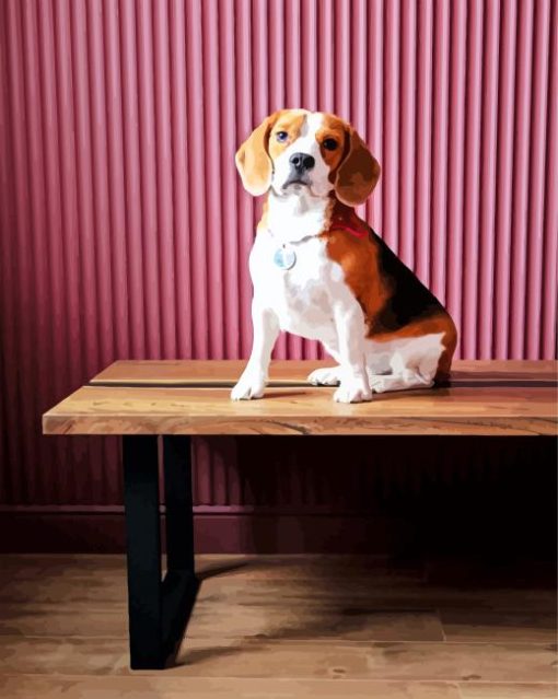 Beagle Dog On The Table paint by number