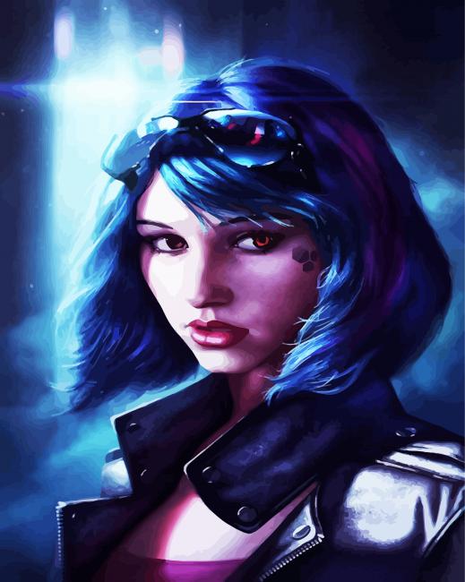 Beautiful Cyberpunk Girl paint by number