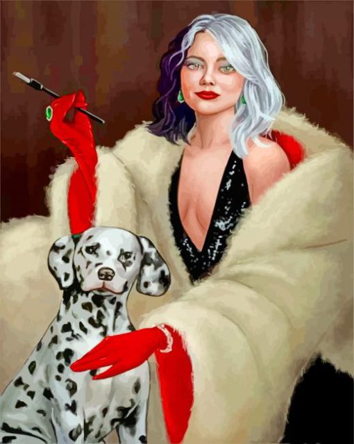 Beautiful Cruella And Dalmation paint by numbers