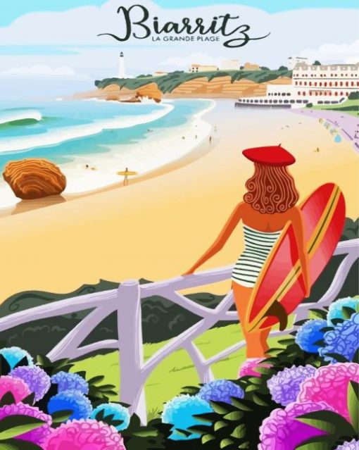 Biarritz Poster paint by number paint by numbers