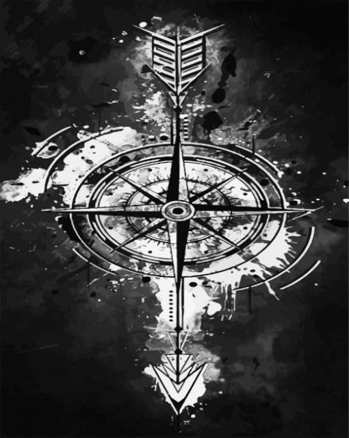 Black And White Compass paint by number