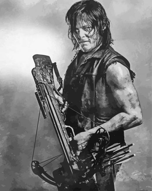 Black And White Daryl Dixon paint by numbers