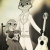Black And White Zootropolis Family paint by numbers