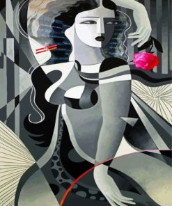 Black And White Cubist Woman paint by numbers