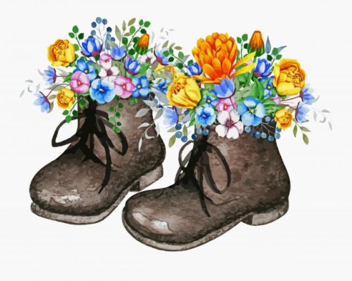 Black Floral Shoes paint by numbers