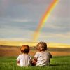Brothers Watching The Rainbow paint by number