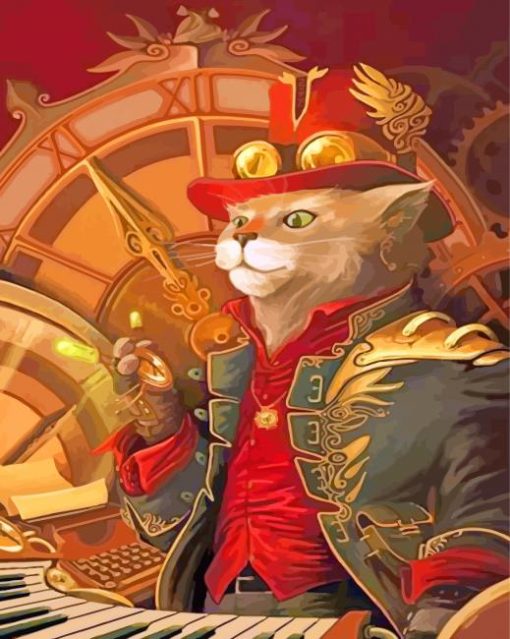 Cat Steampunk paint by numbers