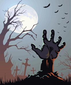 Cemetery Zombie Hand paint by numbers