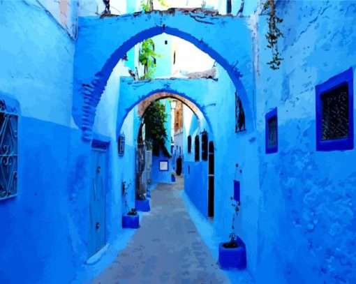Chefchaouen Arch Streets paint by numbers
