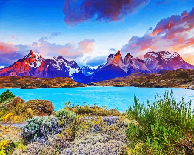 Chile Torres Del Paine National Park paint by number