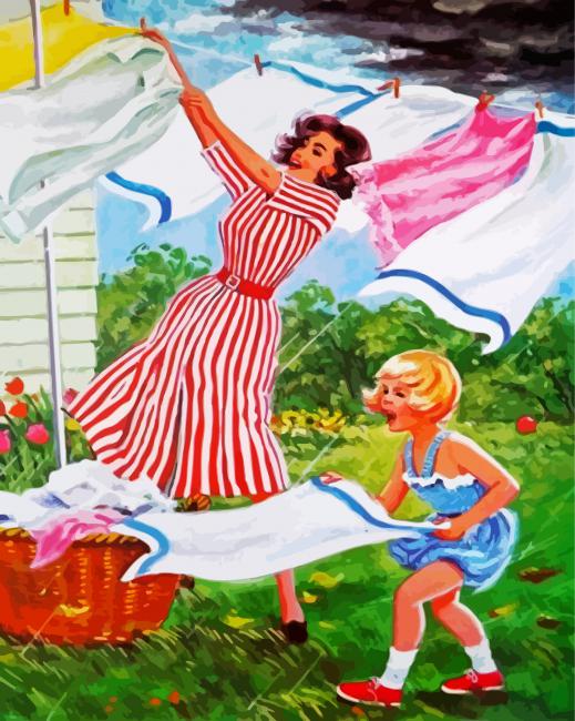 Clothes Drying On A Windy Day paint by numbers