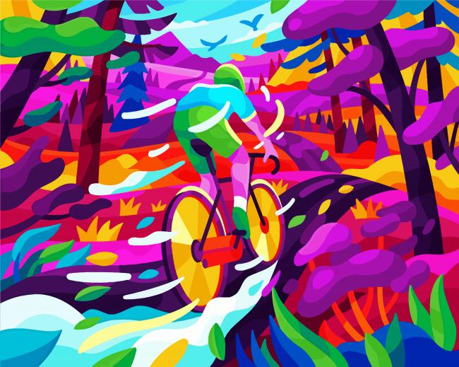 Colourful Cyclist Illustration paint by numbers