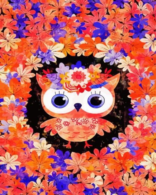 Cute Floral Owl paint by numbers