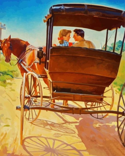Couple In Carriage paint by number