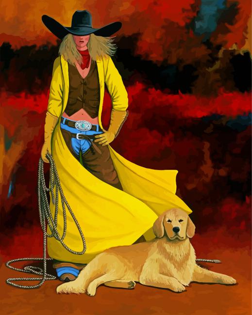 Cowgirl And Dog paint by numbers