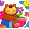 Cute Bear With Butterflies And Birds paint by number