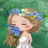 Cute Girl Smelling Flowers paint by numbers