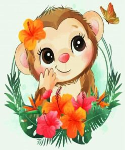 Cute Monkey paint by numbers