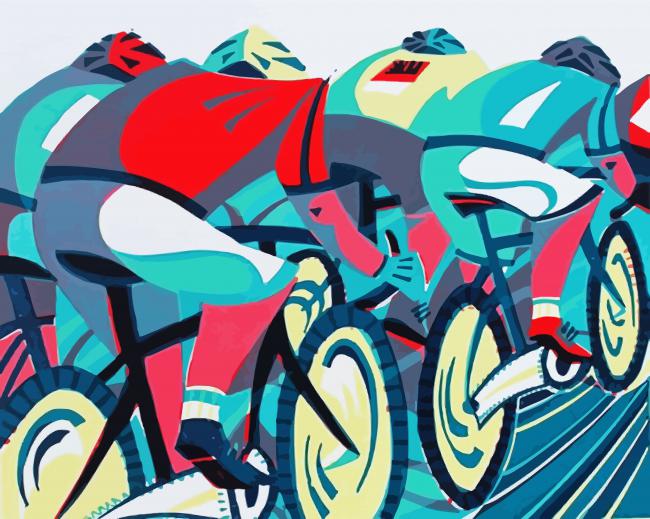 Cyclists Illustration paint by numbers
