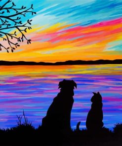 Dog And Cat Silhouette paint by number