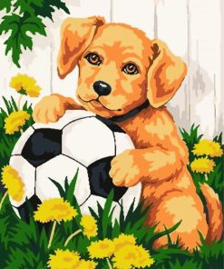 Dog And Football paint by numbers
