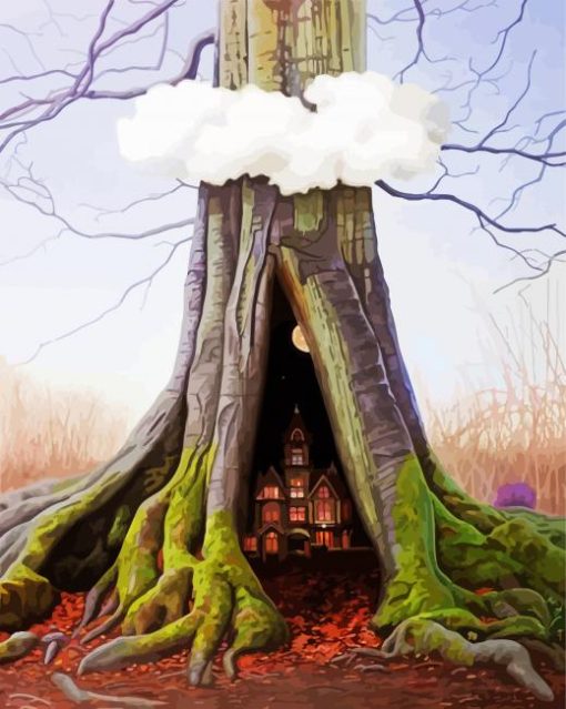 Fantastic Treehouse Illustration paint by number