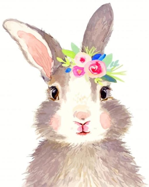 Floral Bunny paint by numbers