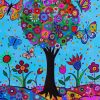 Floral Tree And Butterflies paint by numbers