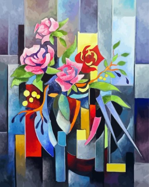 Flowers Cubism paint by number