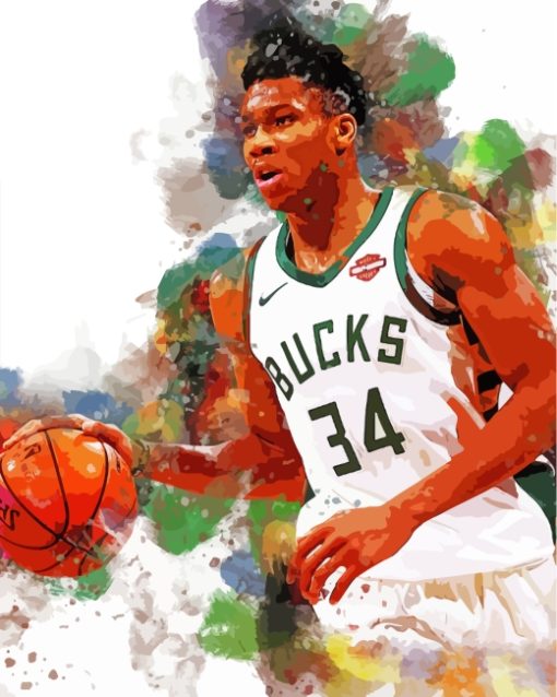 Giannis Antetokounmpo Bucks NBA paint by numbers