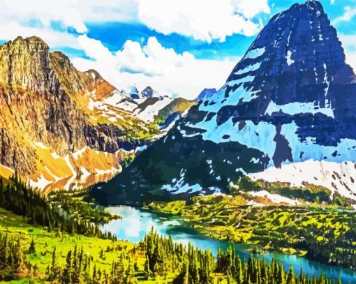 Glacier National Park Montana paint by number