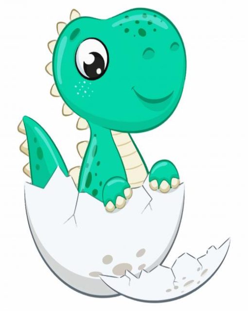 green Cute Dinosaur paint by number