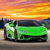 Green Lamborghini Hurucan paint by number