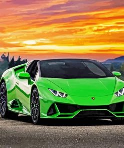 Green Lamborghini Hurucan paint by number