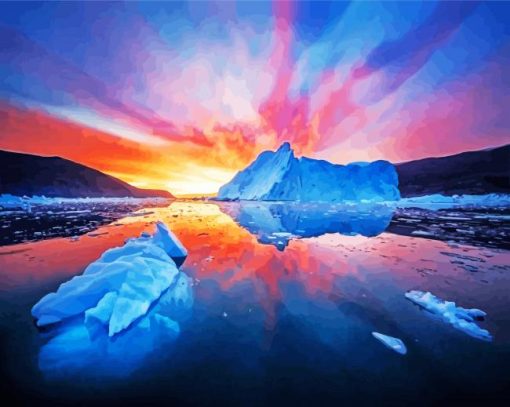 Greenland Sunset On Ice paint by number