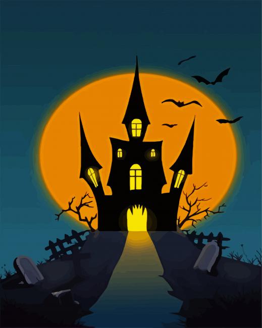 Halloween Castle paint by number