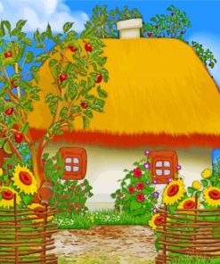House And Sunflowers paint by number