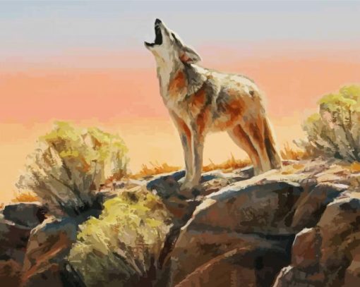 Howling Coyote paint by number