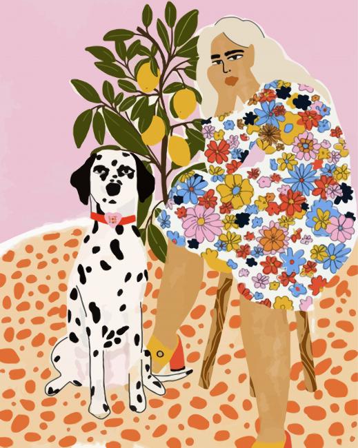 Lady And Dalmatian paint by numbers
