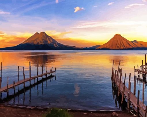 Lake Atitlan Guatemala paint by number