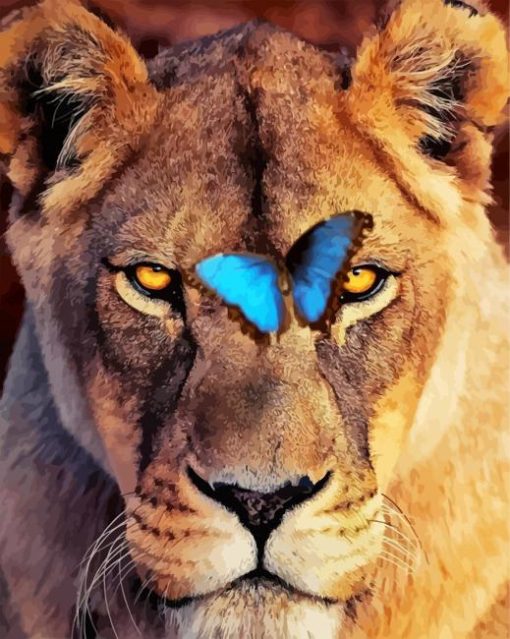 Lion And Butterfly paint by number