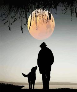 Man And Dog Silhouette paint by numbers