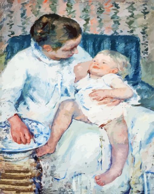 Mary Cassatt Mother About To Wash Her Sleepy Child paint by number