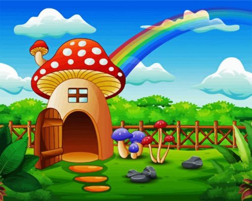 Mushroom House paint by number