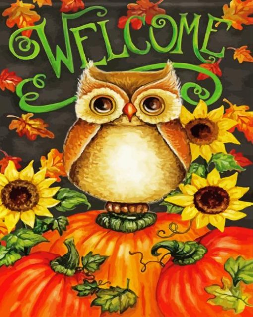 Owls With Pumkins paint by numbers