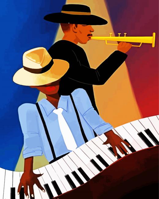 Pianist And Trumpet Player paint by number
