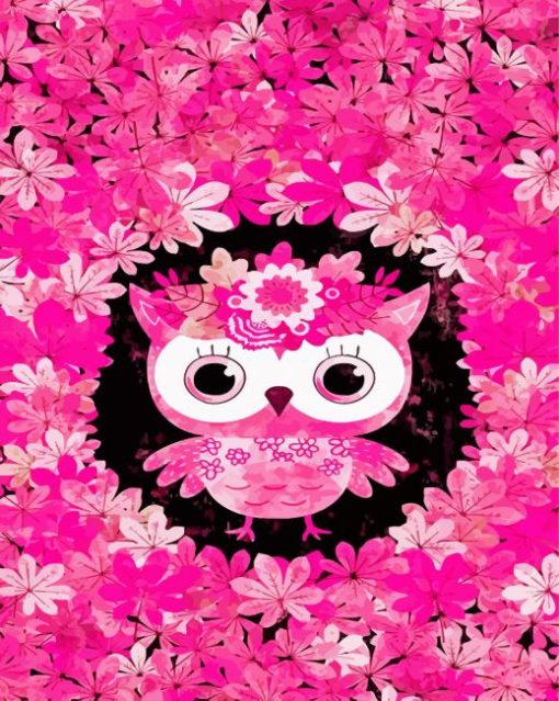 Pink Owl paint by number