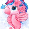 Pink Seahorse paint by number