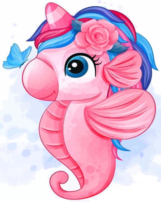 Pink Seahorse paint by number